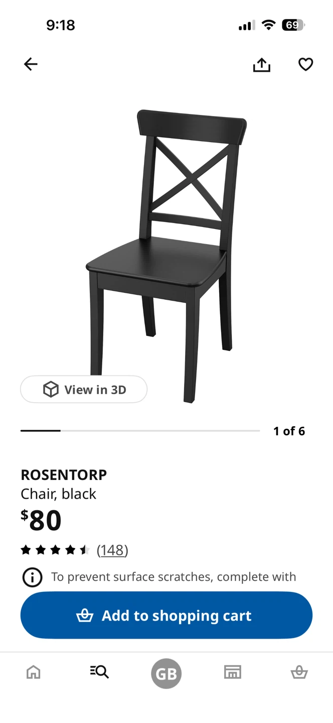 IKEA ROSENTORP Extendable Dining Table & 4 Chairs - Black - photo 2