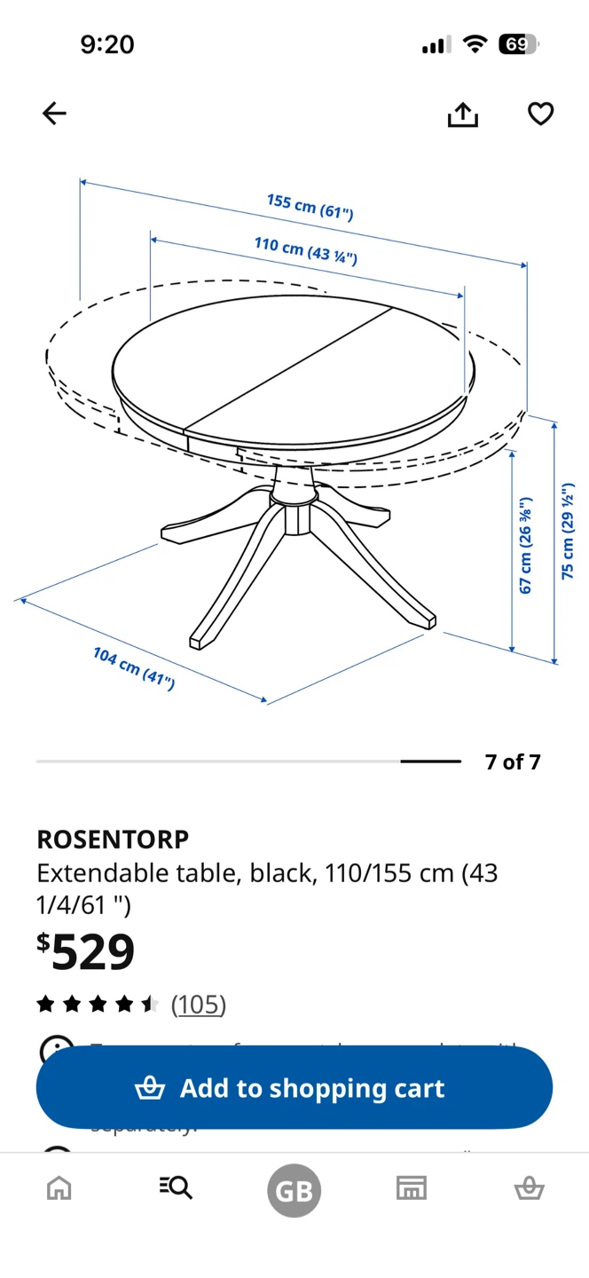 IKEA ROSENTORP Extendable Dining Table & 4 Chairs - Black - photo 3