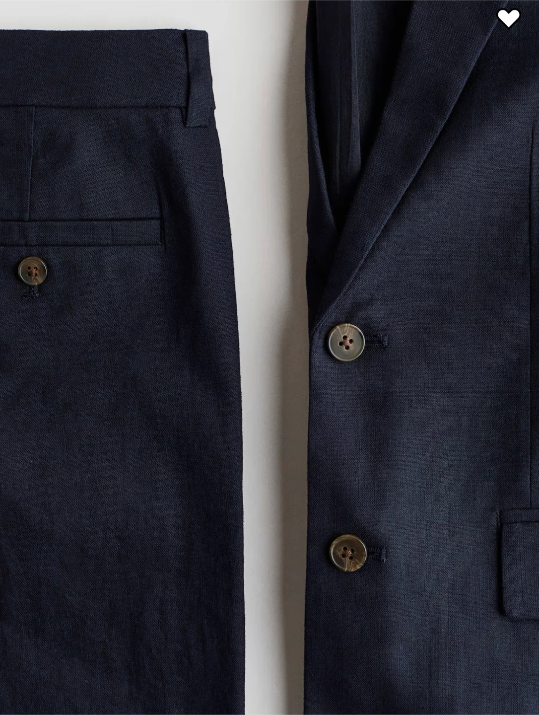 H&M Boys  LINEN-BLEND SUIT  Dark Navy Suit Jacket & Pants Size - photo 2