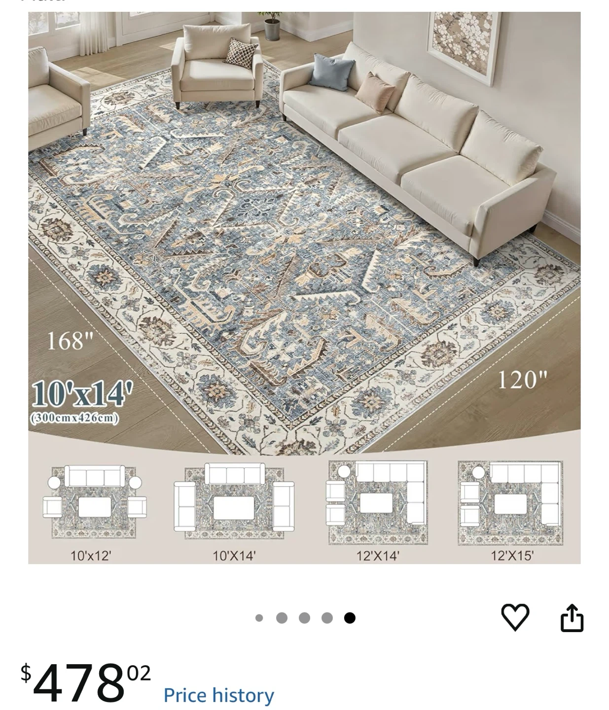 10'x14'  Area Rug - Machine Washable, Foldable - photo 2
