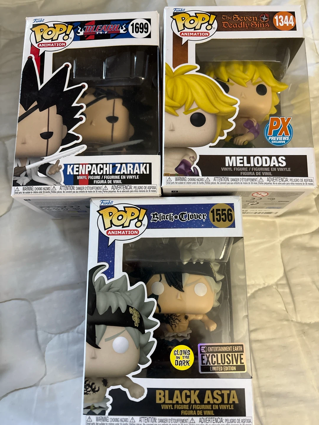 Funko Pop! Vinyl Figures - Kenpachi, Meliodas, Black Asta