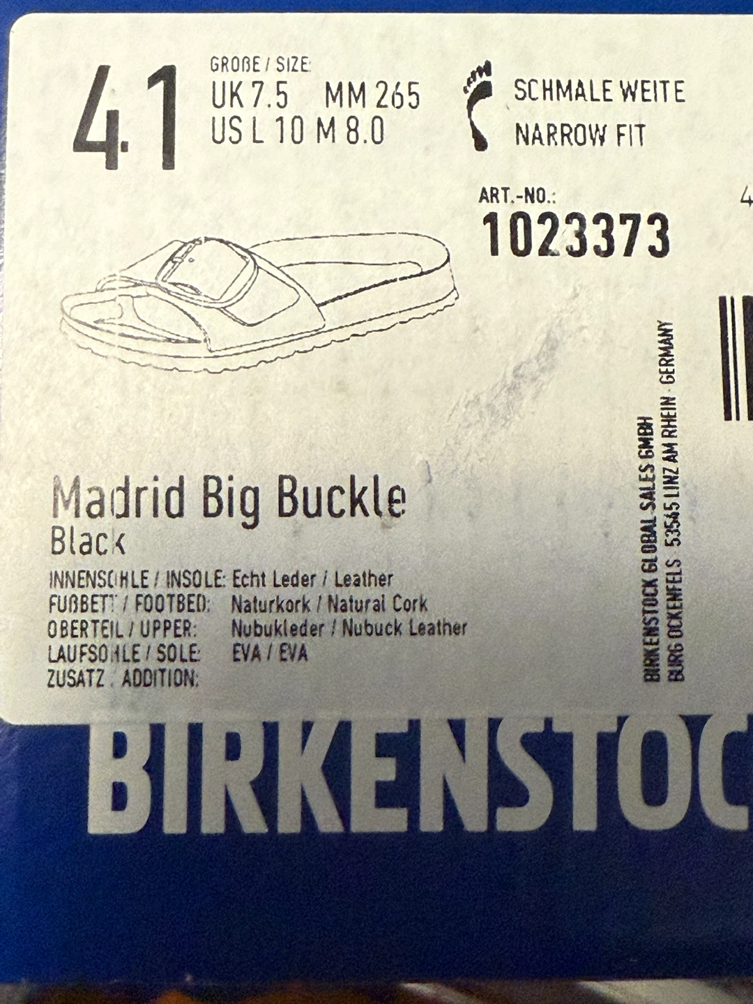 Birkenstock Madrid Big Buckle Sandals US 10 EU 41 Nubuck  NEW - photo 5