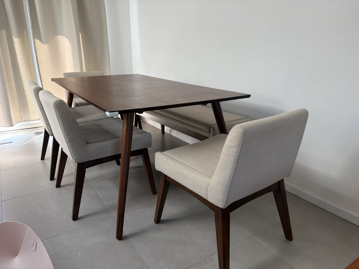 Article Seno 71" Dining Table - Walnut wirh 4 ivory chairs - photo 3