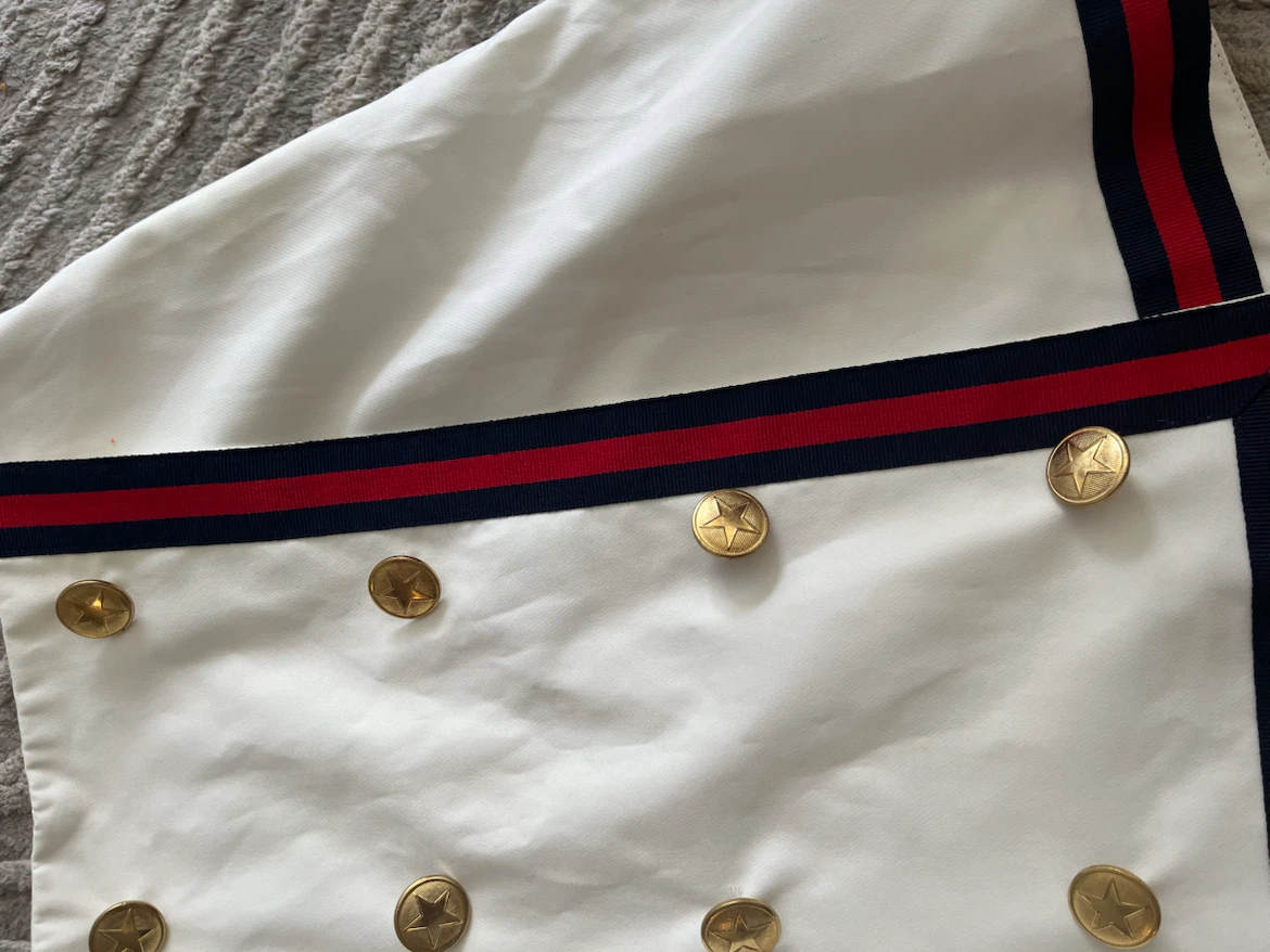 White A-line Skirt with Gold Star Buttons - photo 2