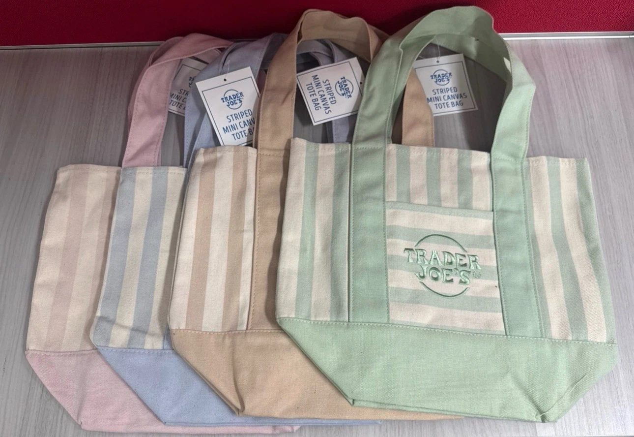 Trader Joe's Striped Mini Canvas Tote Bag