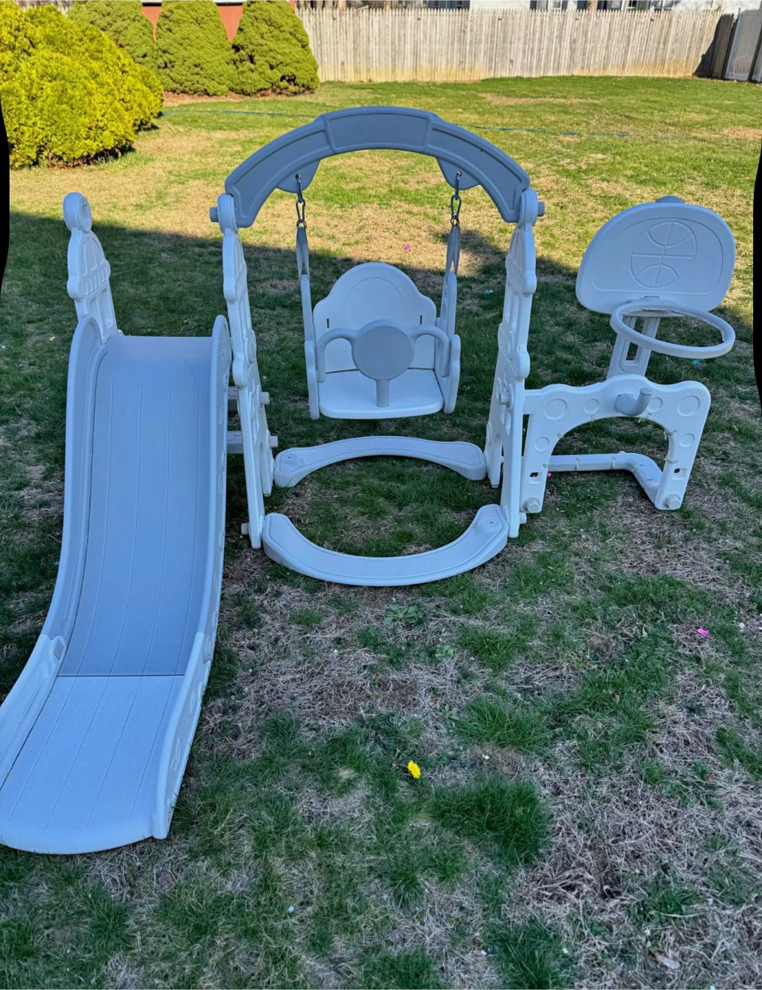 3-in-1 Kids Swing Slide and Basketball Hoop Playset