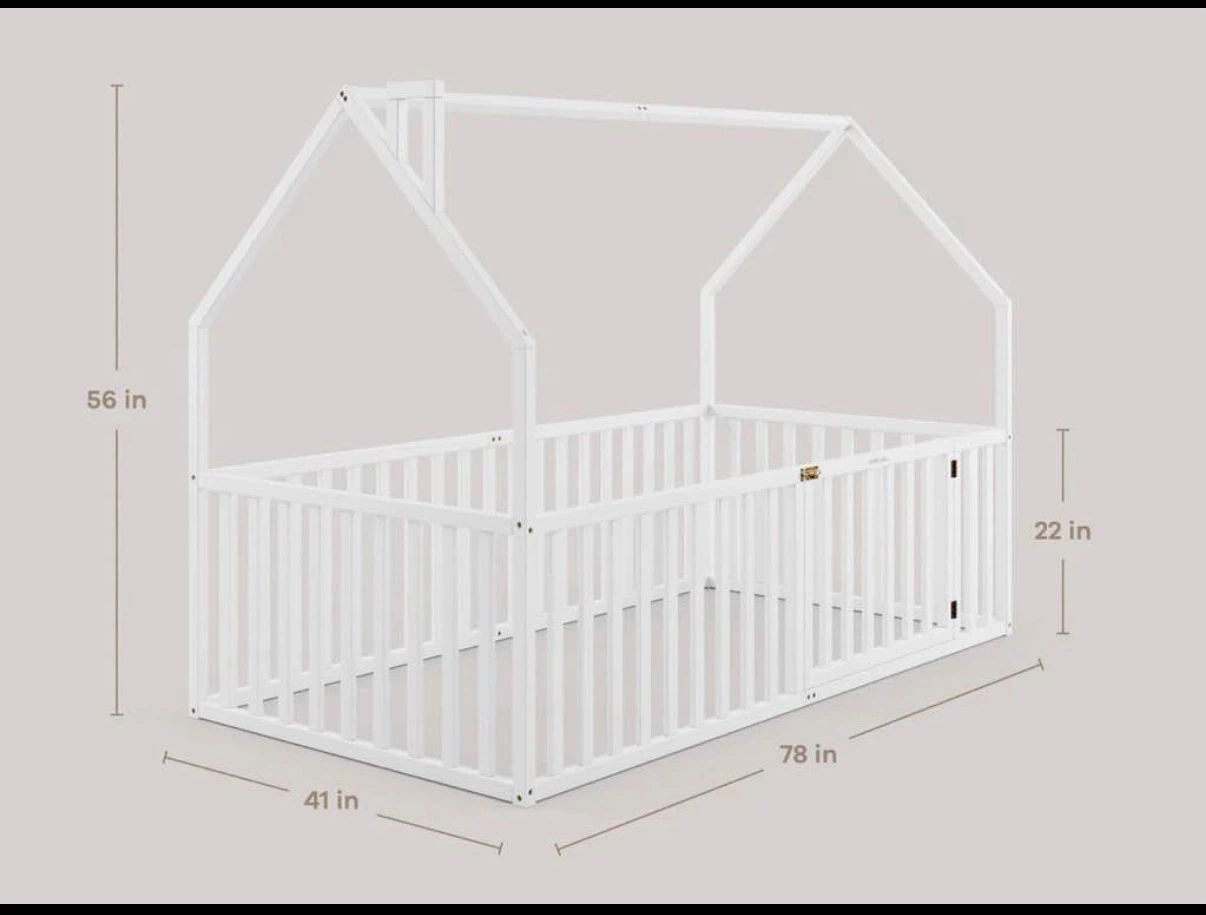 Unopened Box Single Bed /White Wooden House Bed Frame / Playpen