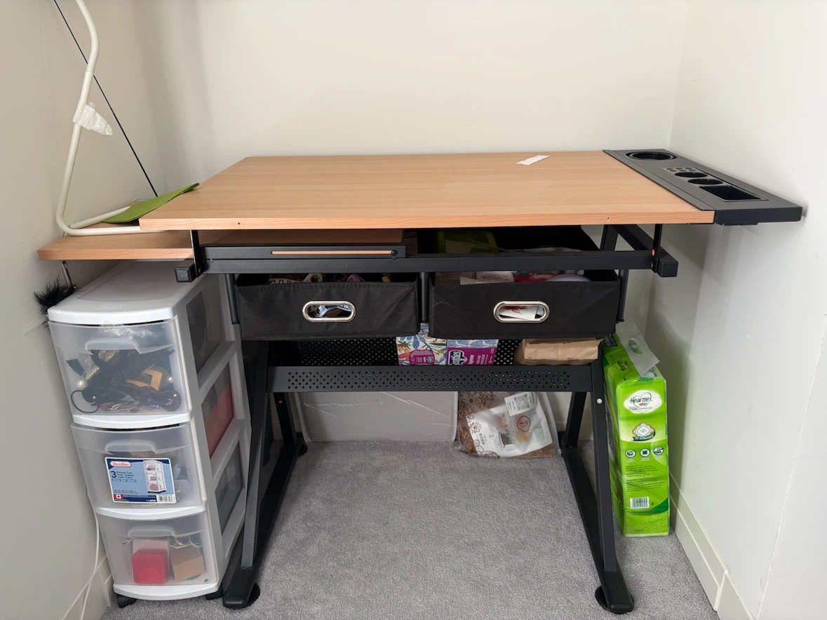 Adjustable Drafting Table with Storage Bins