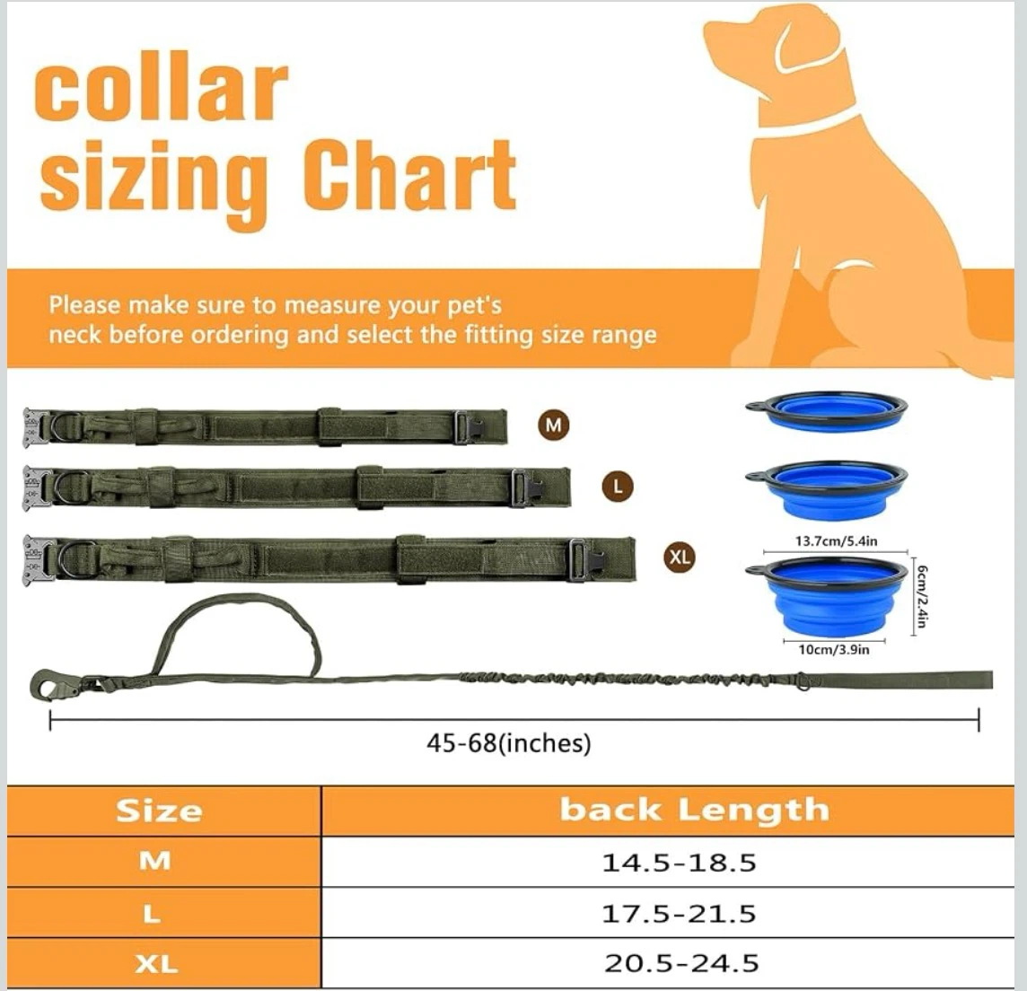 Dog Collar Leash Set with Collapsible Bowl - photo 3