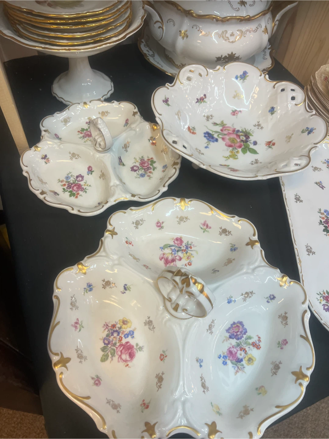 Vintage Floral Porcelain Serving Platter