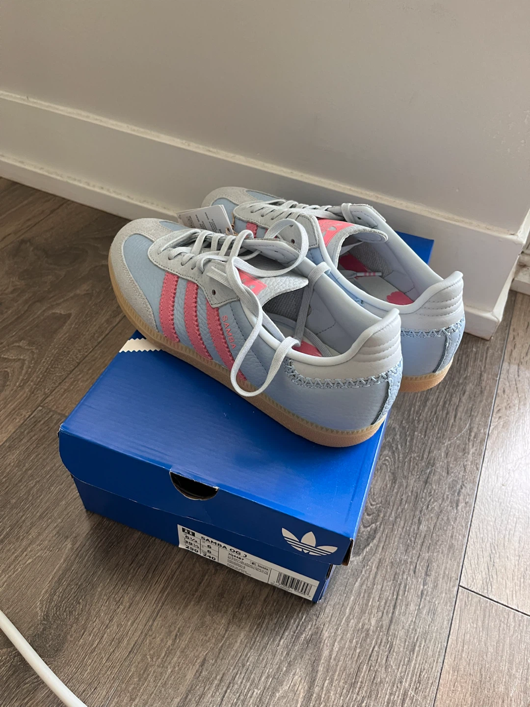 Brand new with tag Adidas Samba OG J Blue Pink Sneakers
