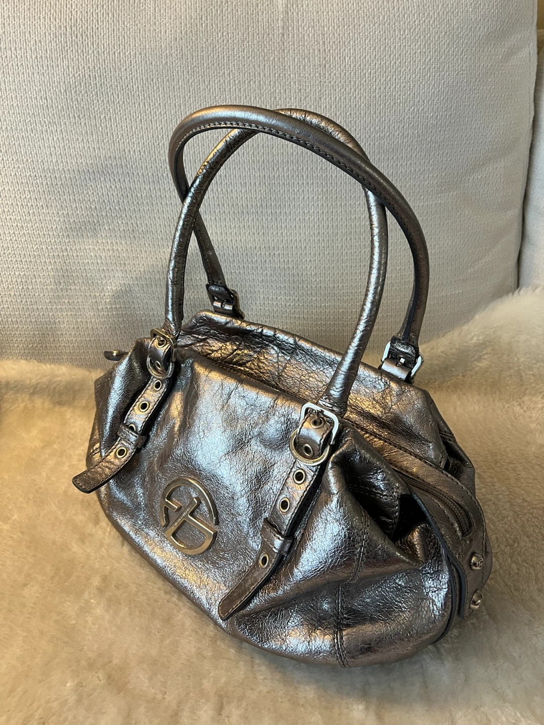 Francesco Biasia Genuine Leather Silver Handbag - photo 4