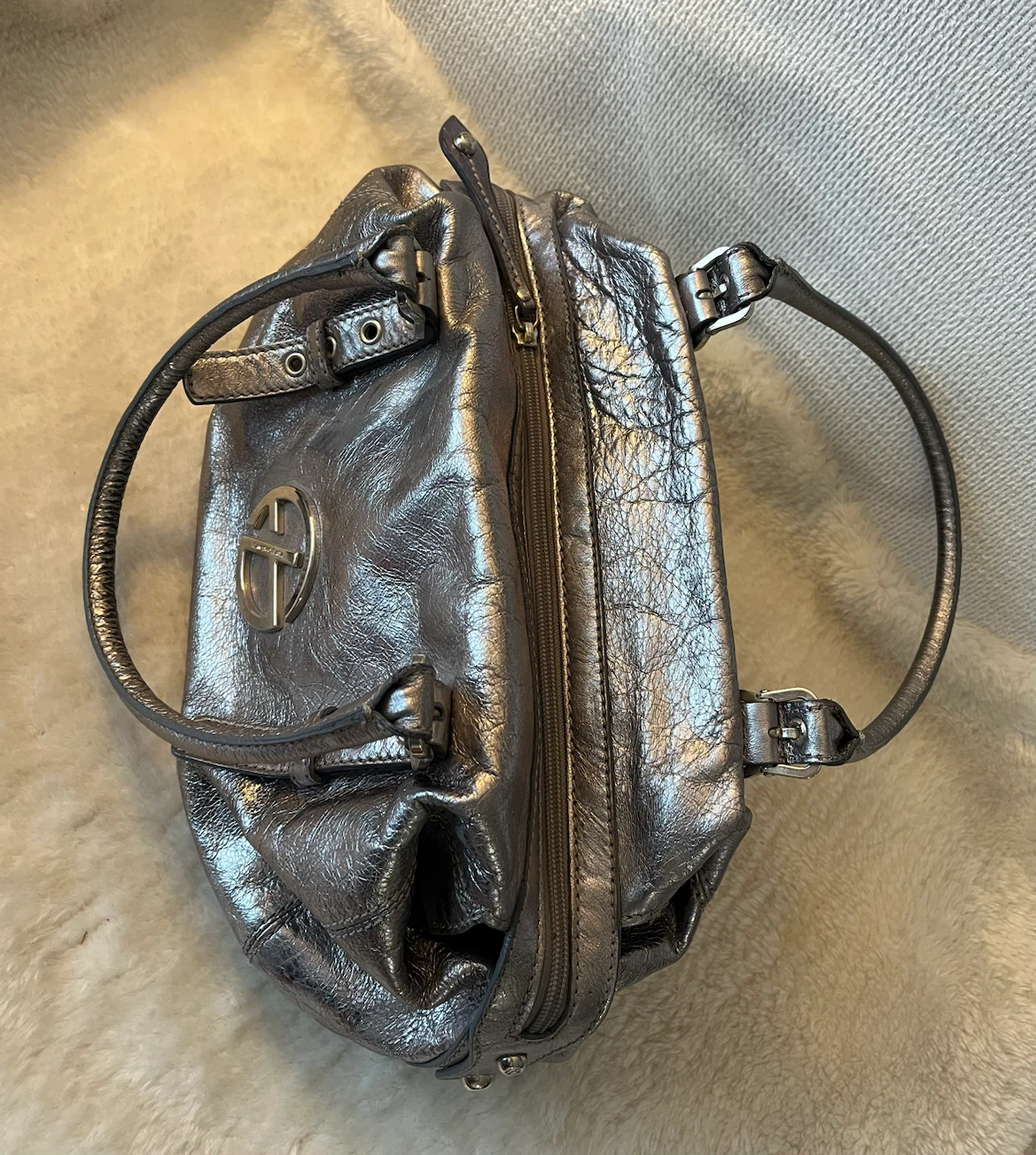 Francesco Biasia Genuine Leather Silver Handbag - photo 5