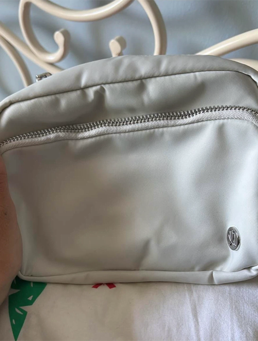 Lululemon bone silver logo crossbody bag 2L