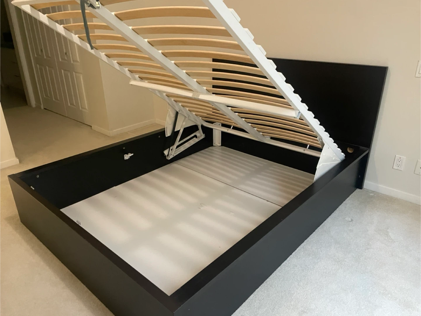 IKEA Queen Size Malm Pull Up Storage Lift Bed Black Brown