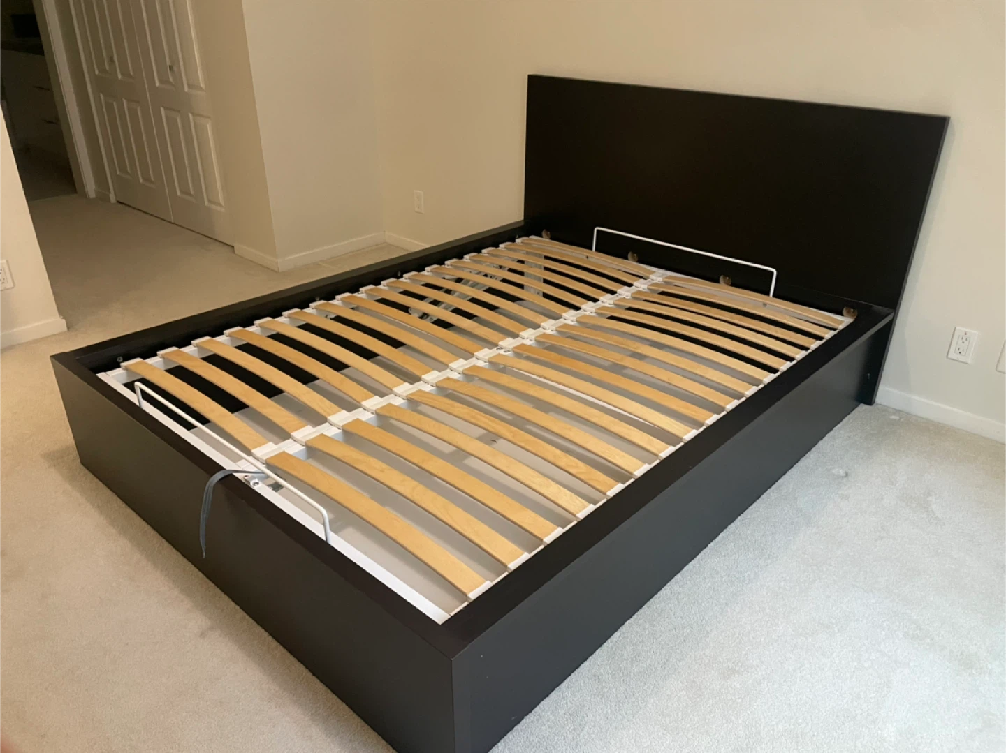 IKEA Queen Size Malm Pull Up Storage Lift Bed Black Brown - photo 2