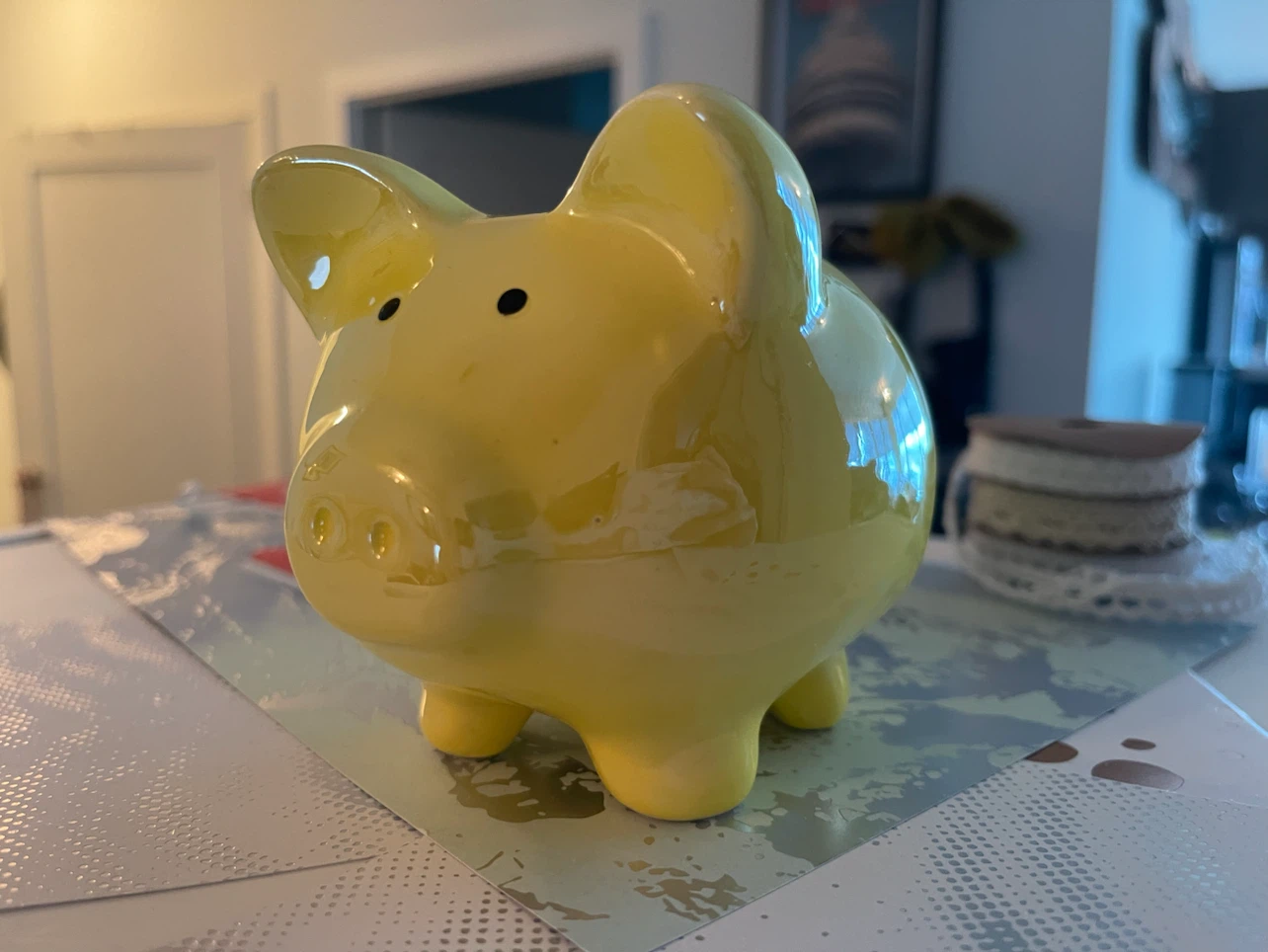 Yellow Ceramic Piggy Bank