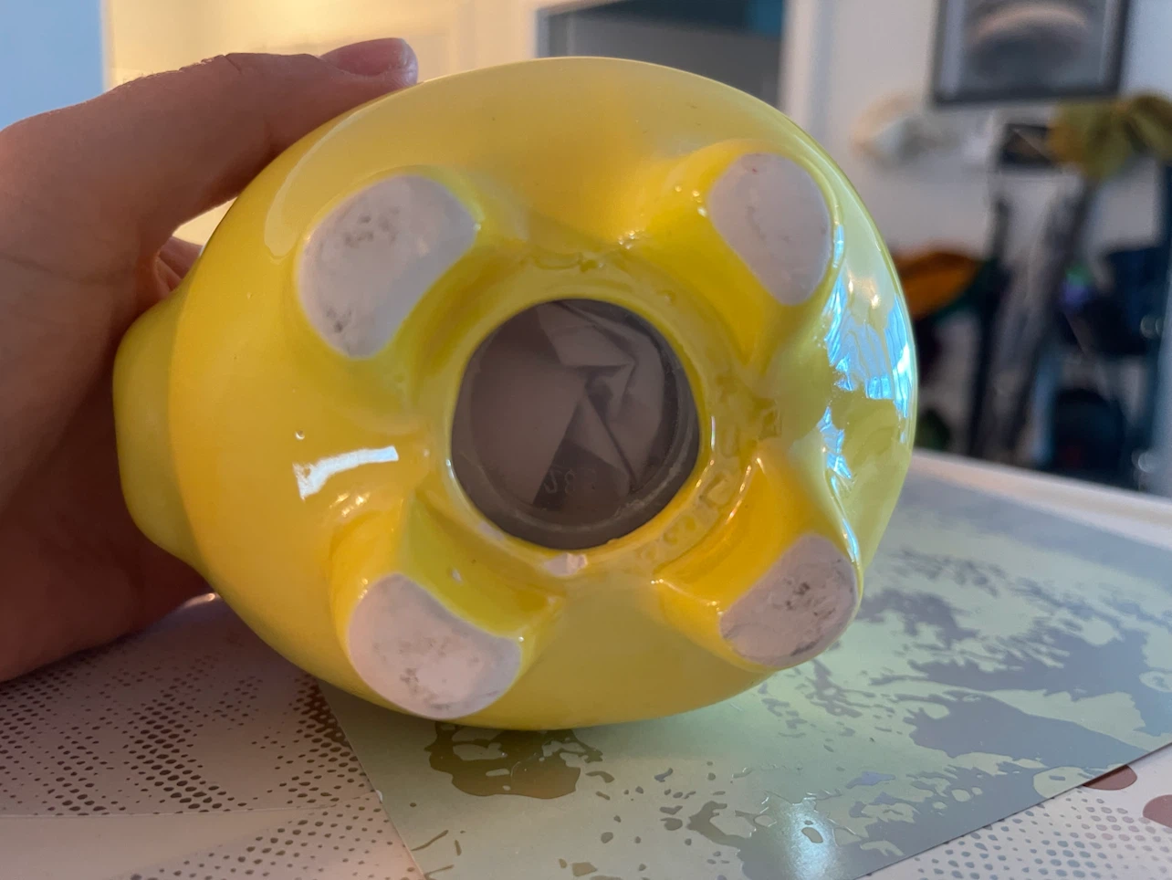 Yellow Ceramic Piggy Bank - photo 3