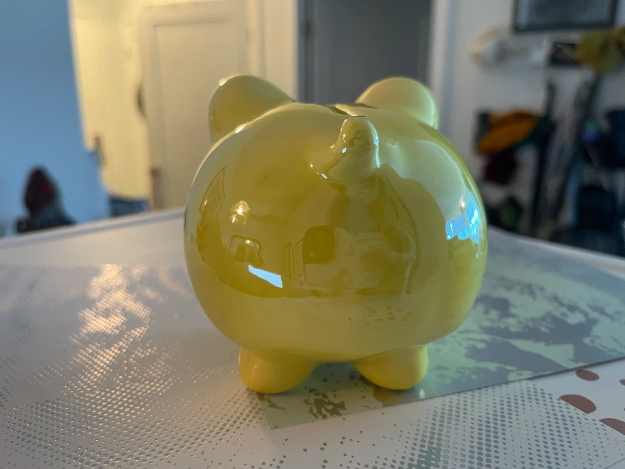 Yellow Ceramic Piggy Bank - photo 4