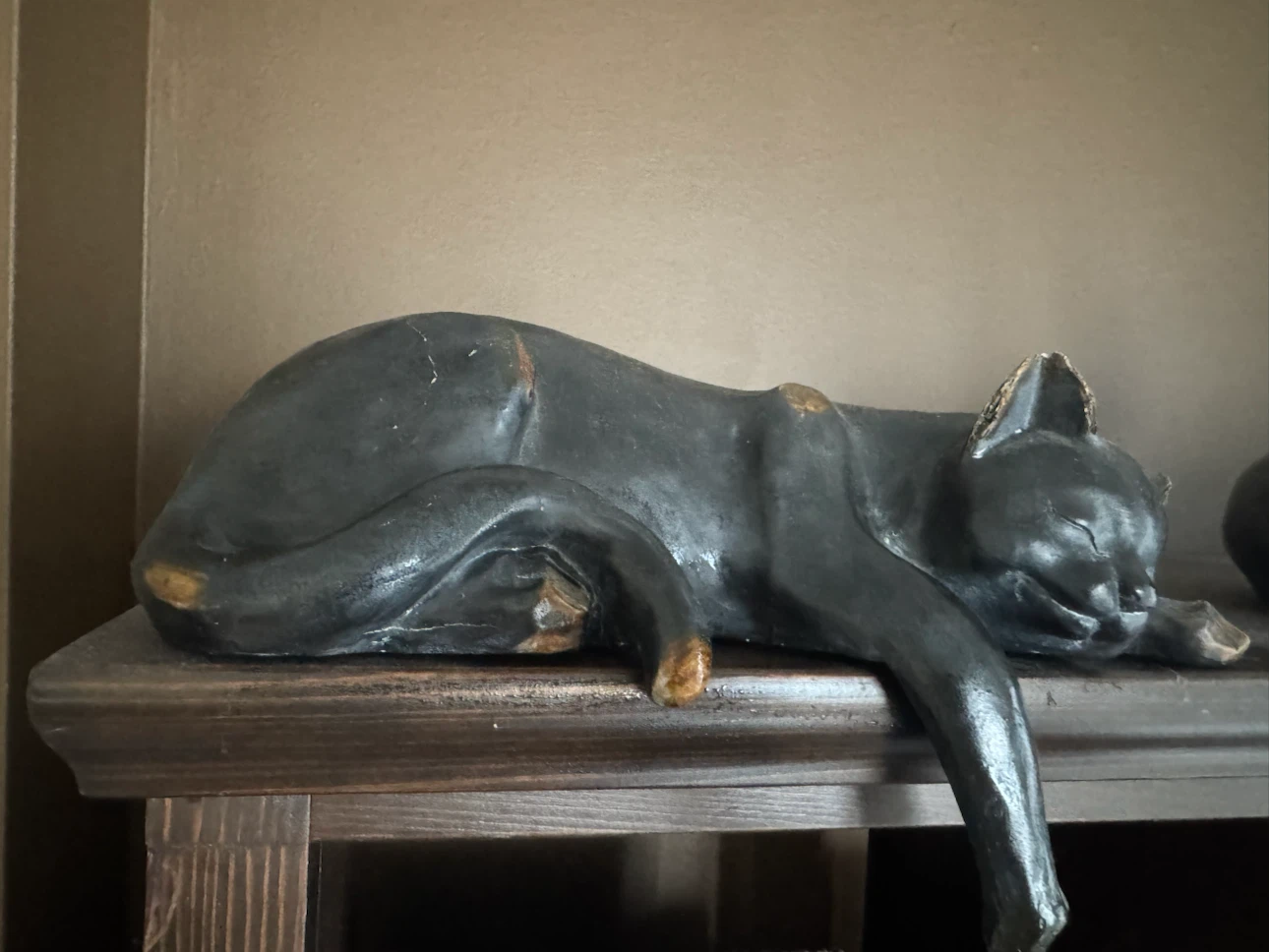 Set of 3 Black Sleeping Cat Figurines - photo 2