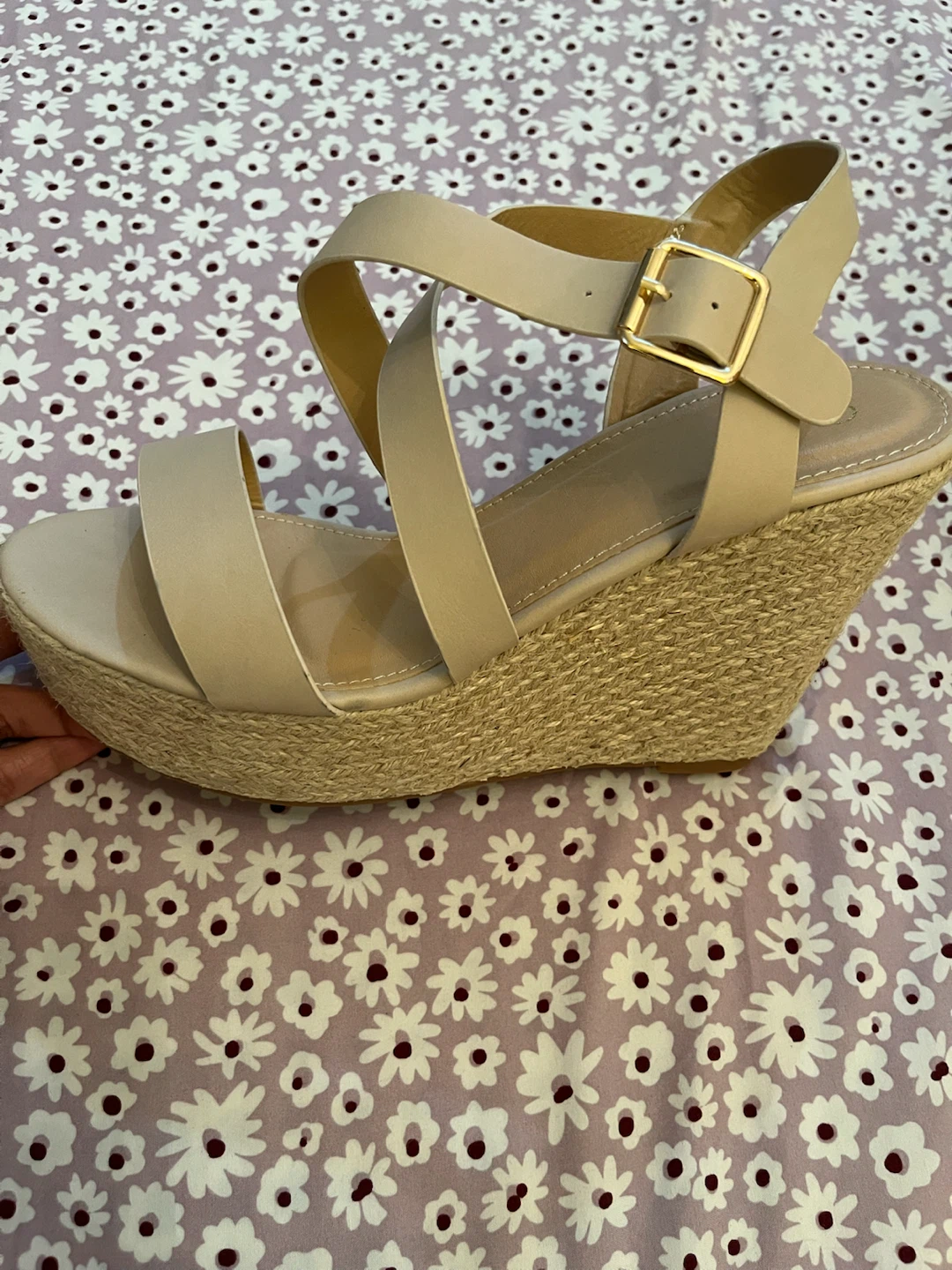Beige Wedge Sandals