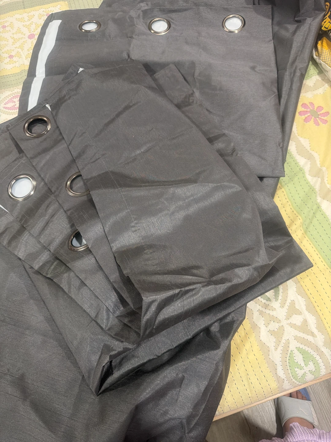 Dark Grey Grommet Curtains - photo 2
