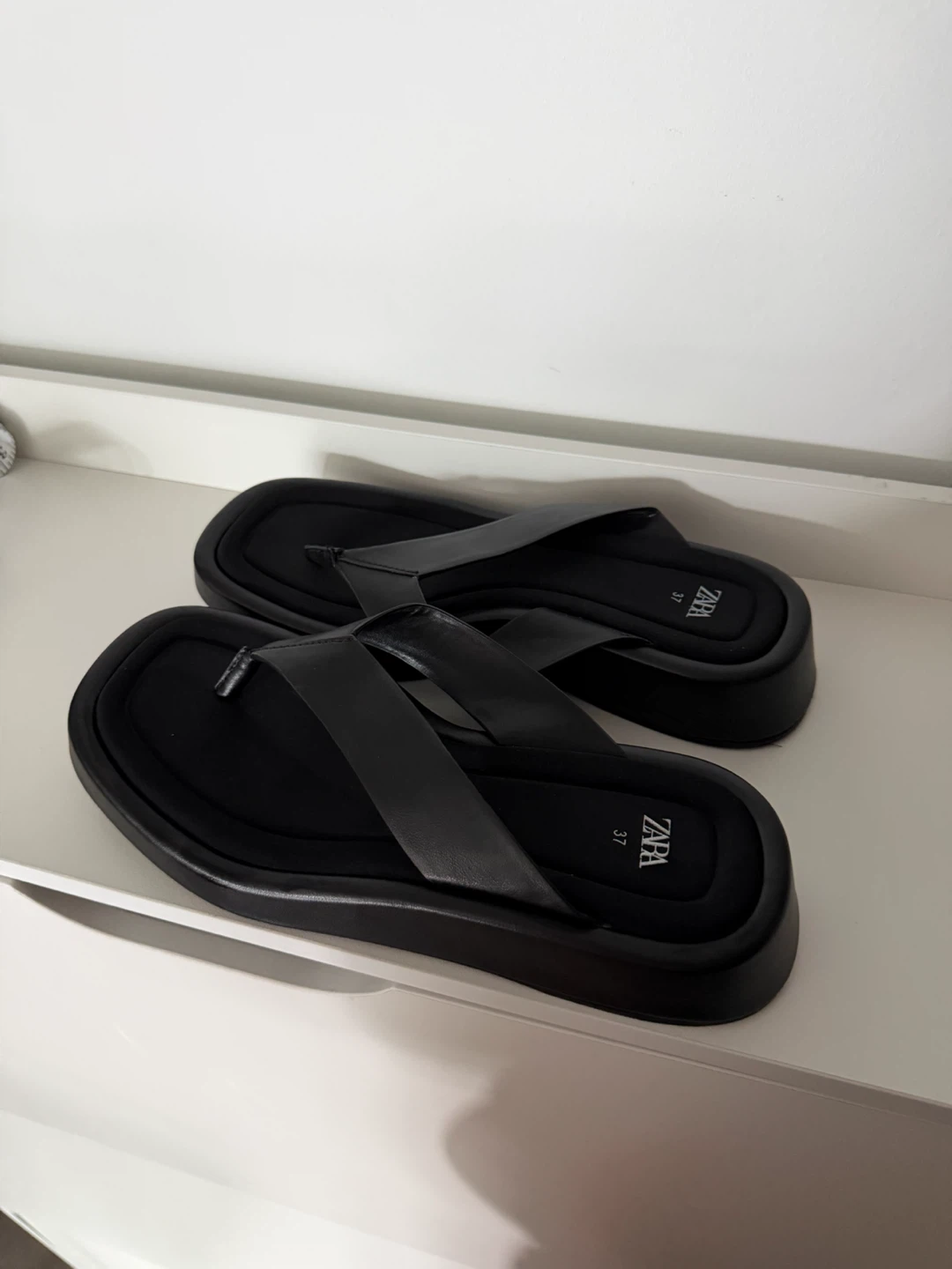 ZARA Black Platform Flip Flops Size 37 - photo 2