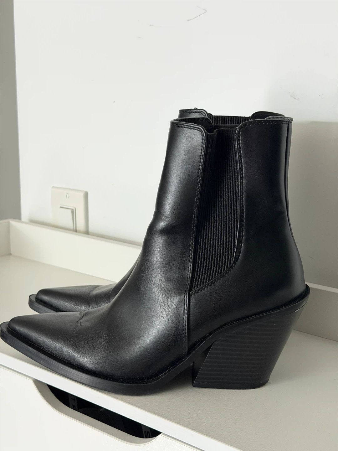 Black Pointed Toe Western Ankle Boots - photo 2