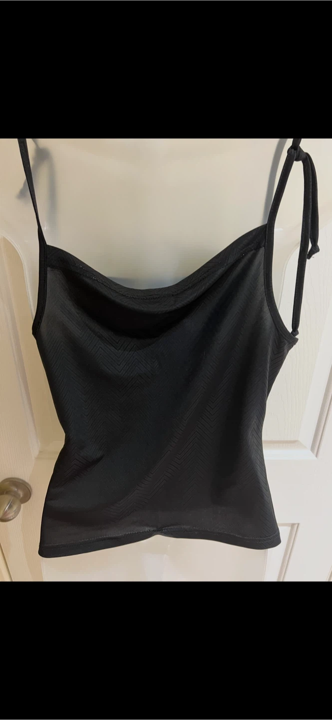 Black Cowl Neck Tank Top