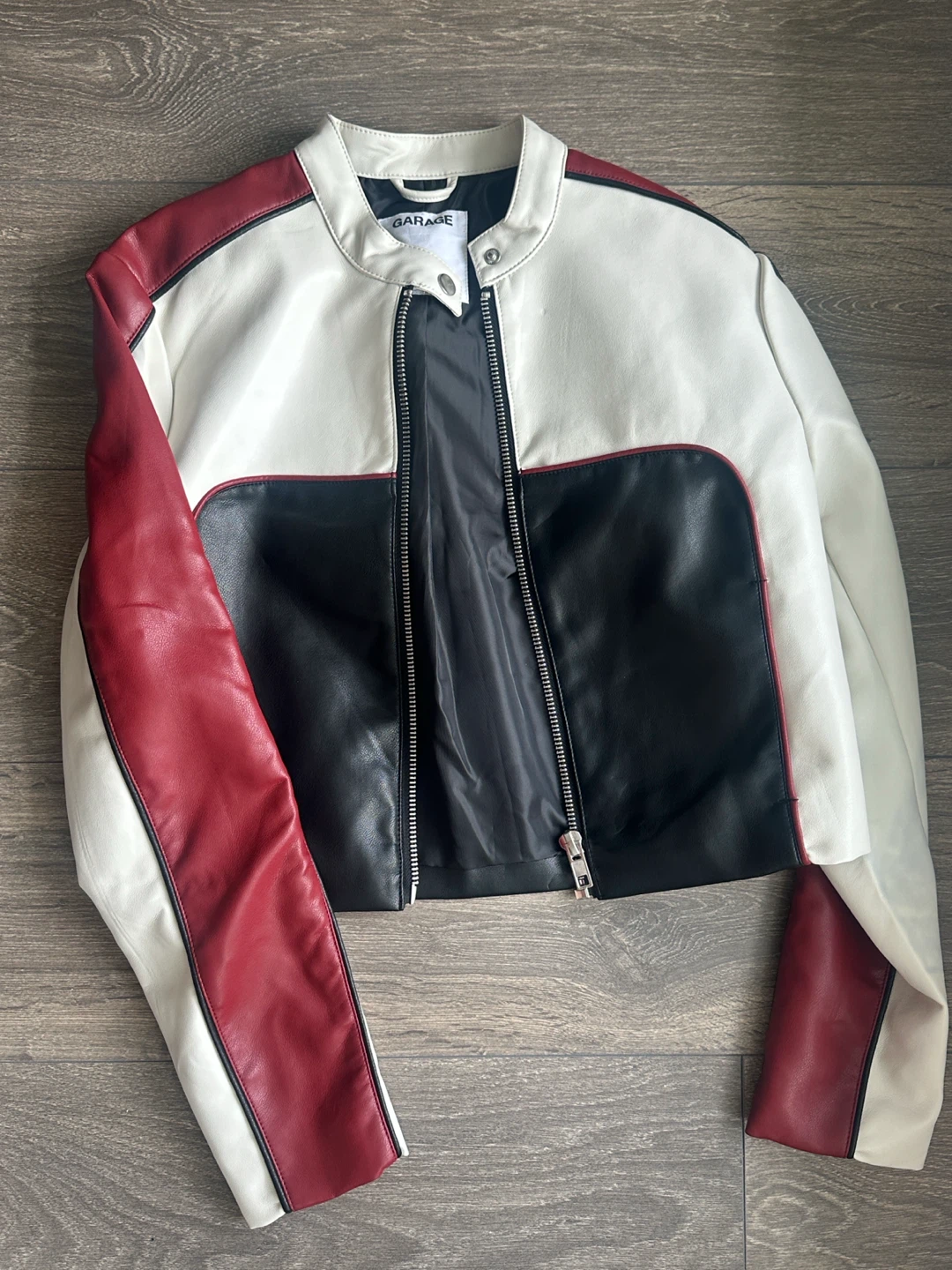 Garage Colorblock Faux Leather Moto Jacket