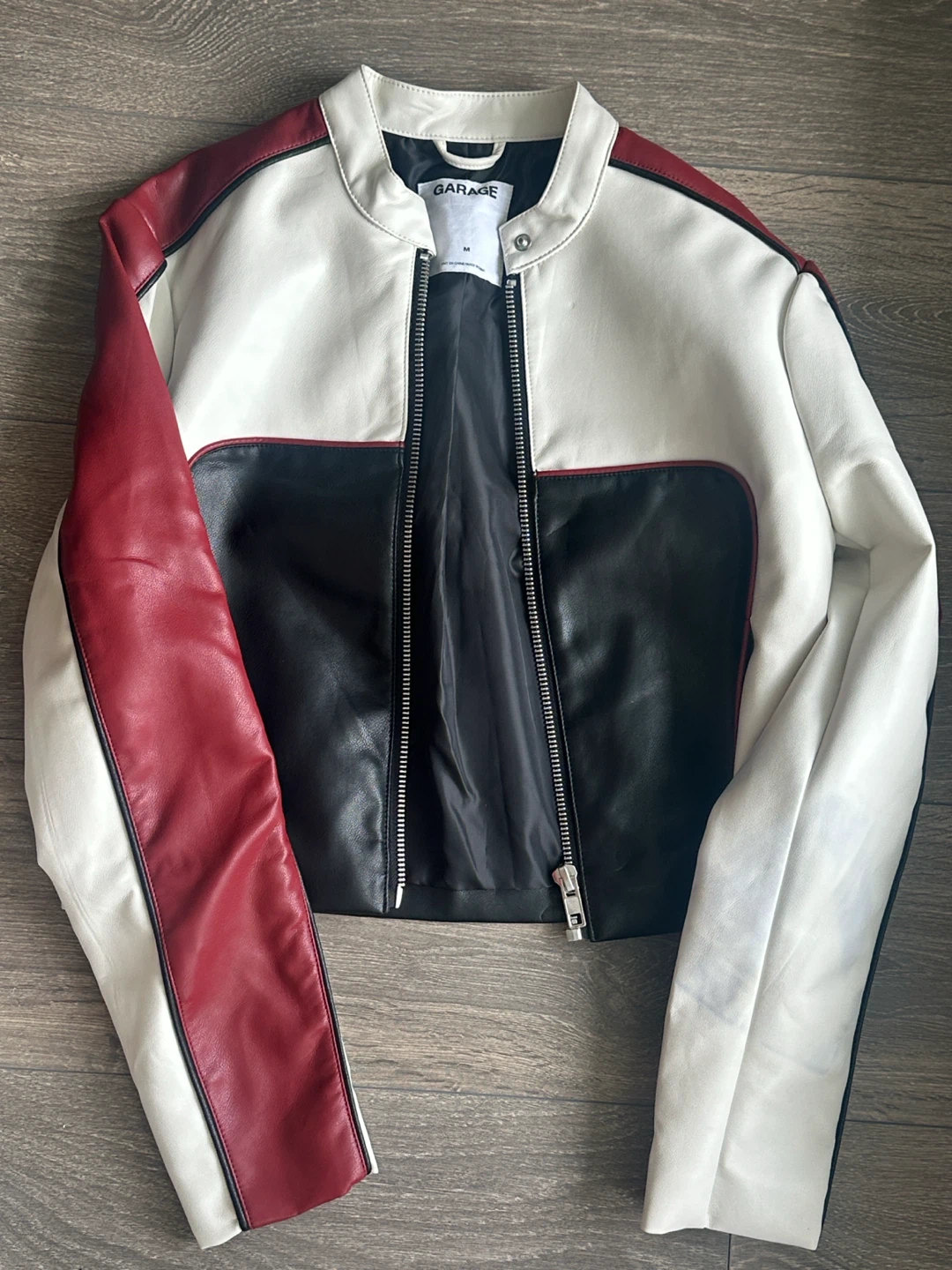 Garage Colorblock Faux Leather Moto Jacket - photo 4