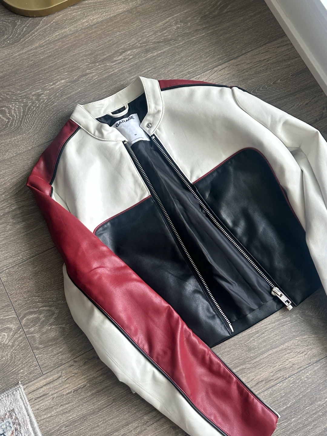 Garage Colorblock Faux Leather Moto Jacket - photo 5