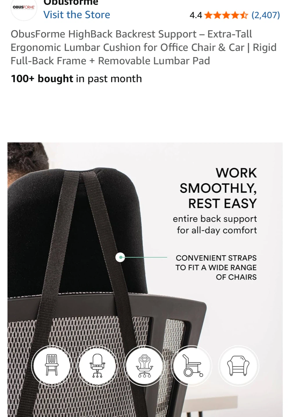 ObusForme HighBack Backrest Support - photo 2
