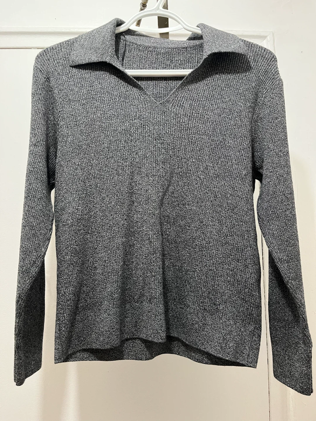 Grey Knit Sweater and Wide Leg Pants Set