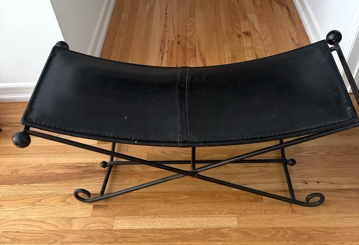 Black Leather Butterfly Bench