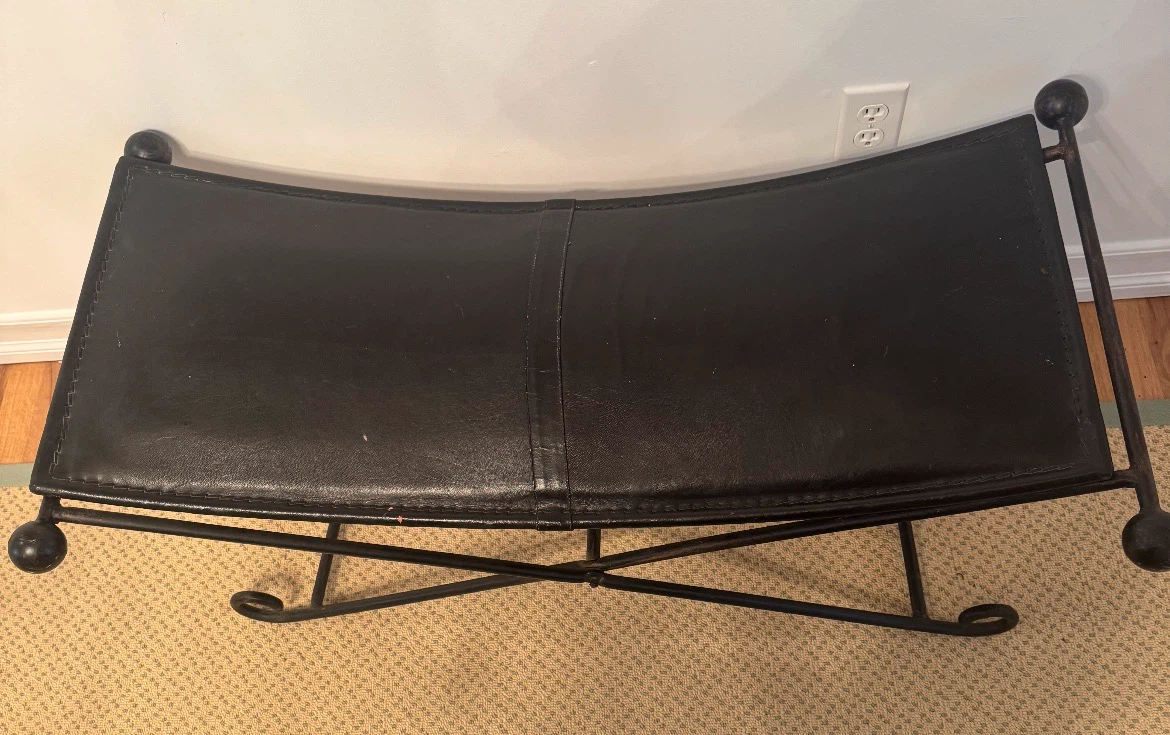 Black Leather Butterfly Bench - photo 3