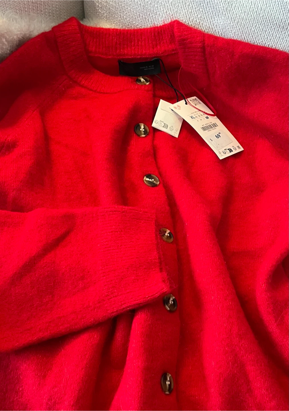 Zara Red Knit Cardigan Sweater L- XL - photo 5