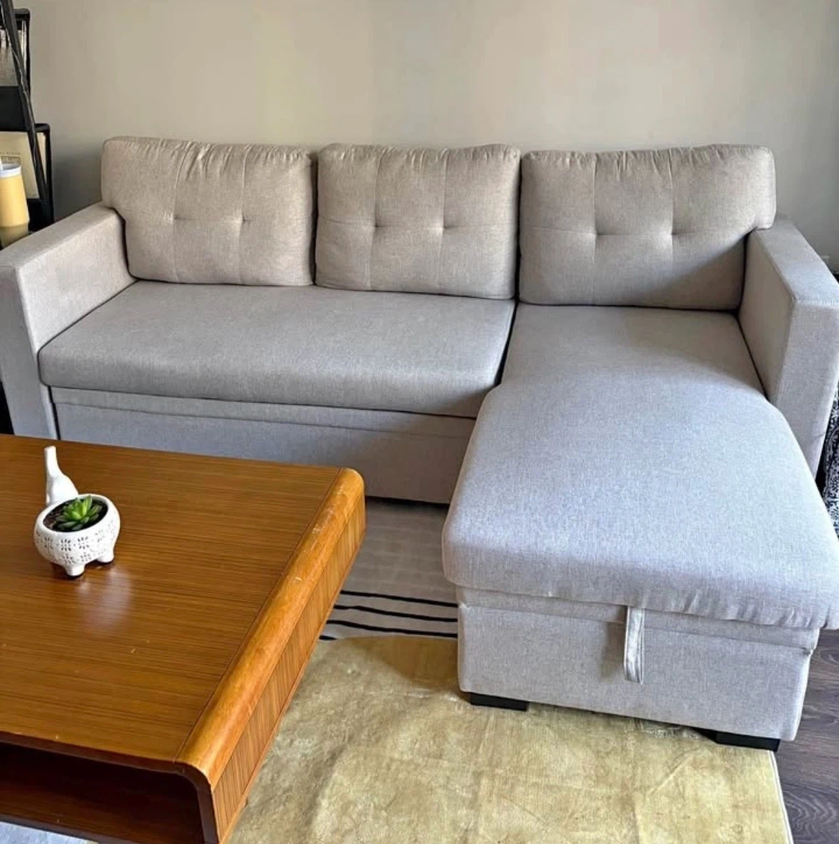 Like-new: Beige Reversible L Shaped Couch