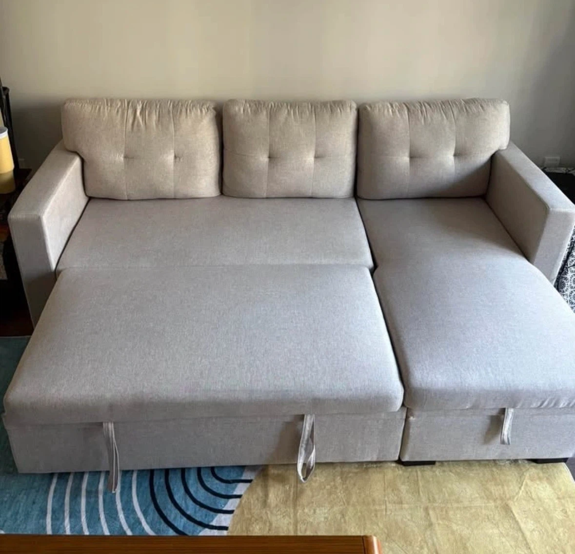 Like-new: Beige Reversible L Shaped Couch - photo 4