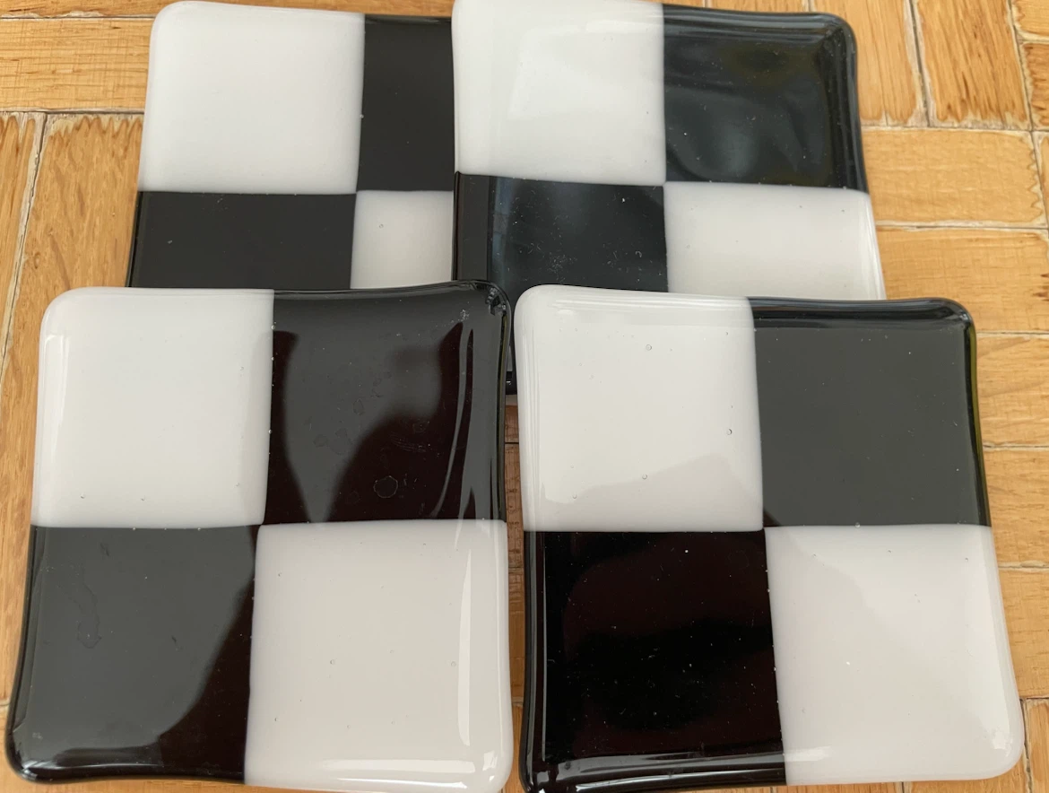 West Elm Hand Made Glass Coasters, Set of 4