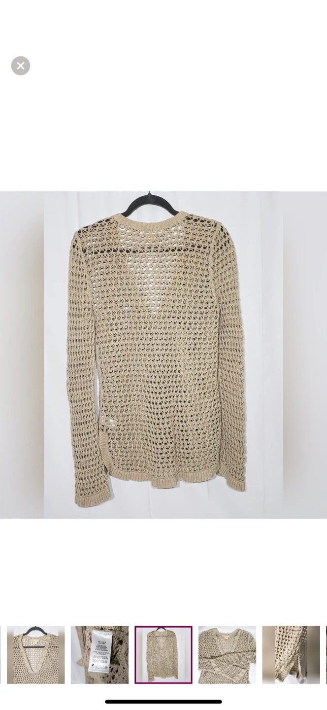 Michael Kors Beige Crochet V-Neck Sweater - photo 4