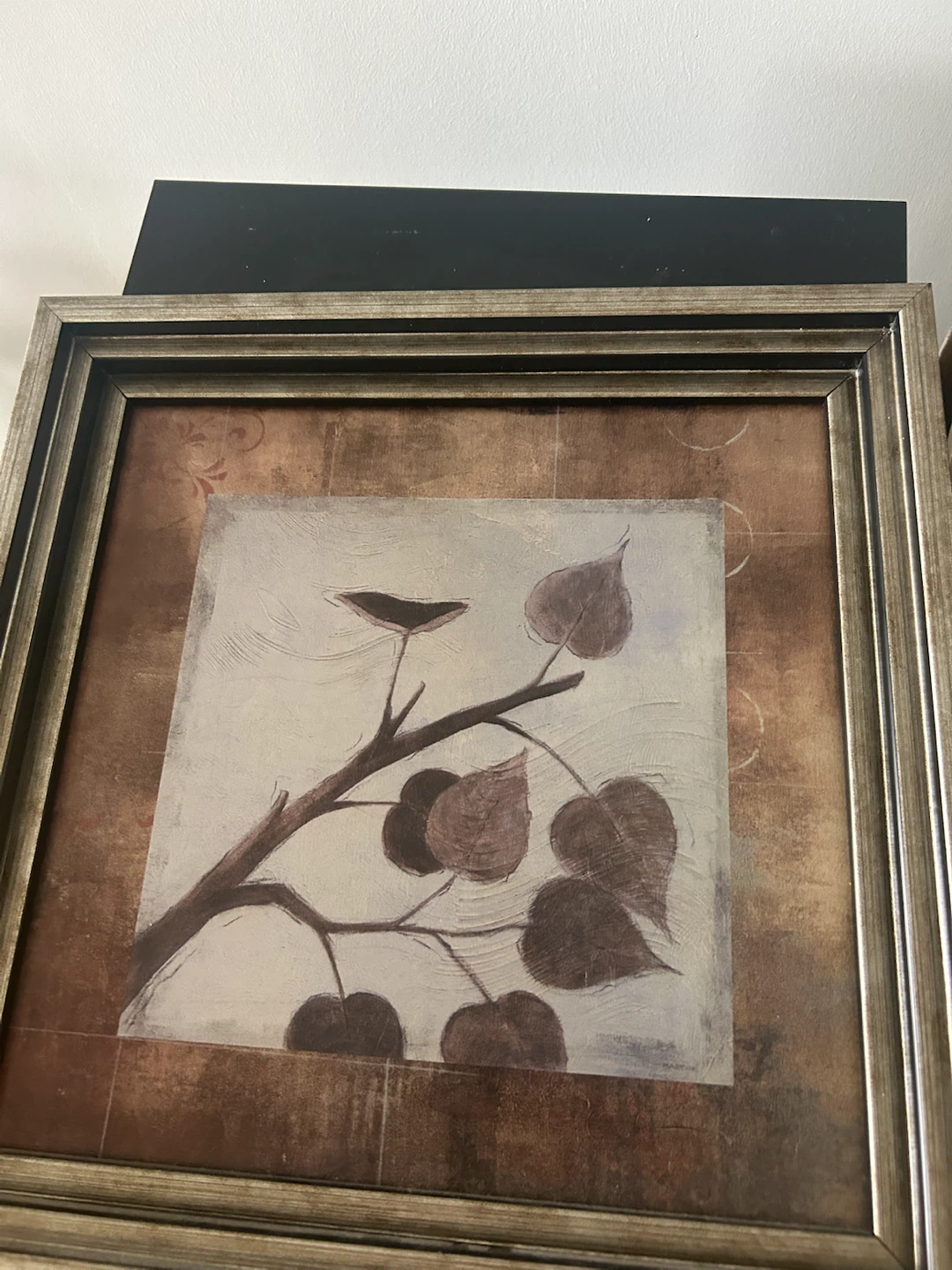 Framed Wall Art with Tree Branch and Leaves