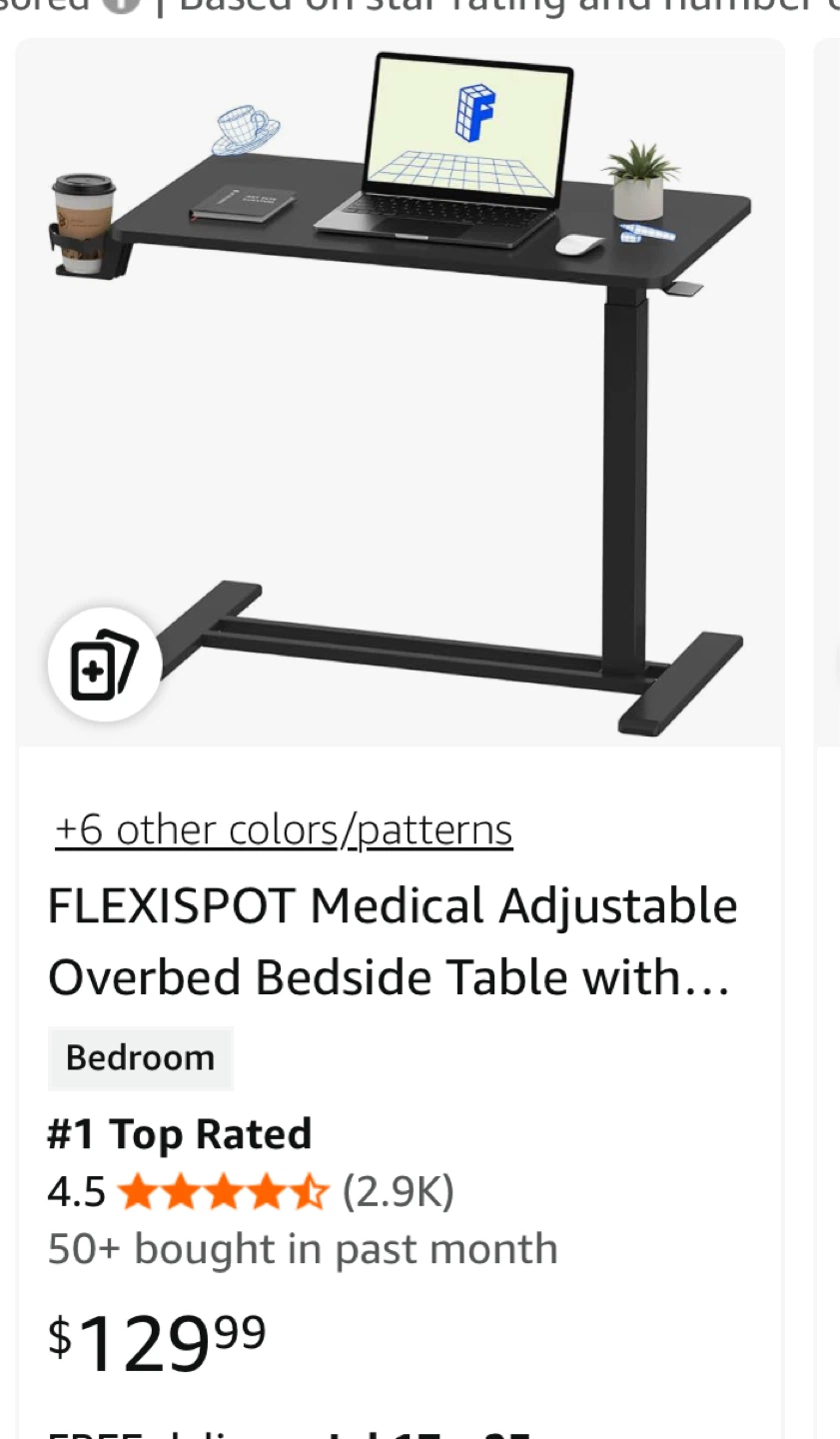 Adjustable Overbed Bedside Table - photo 3