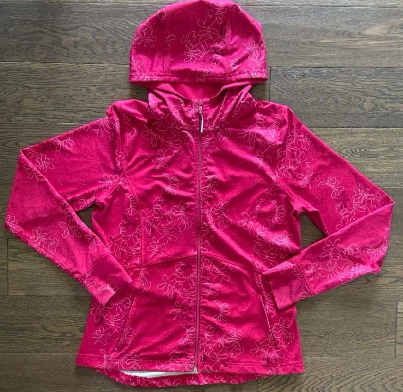 EUC: Hot Pink Floral Zip-Up Athletic Hoodie Size M