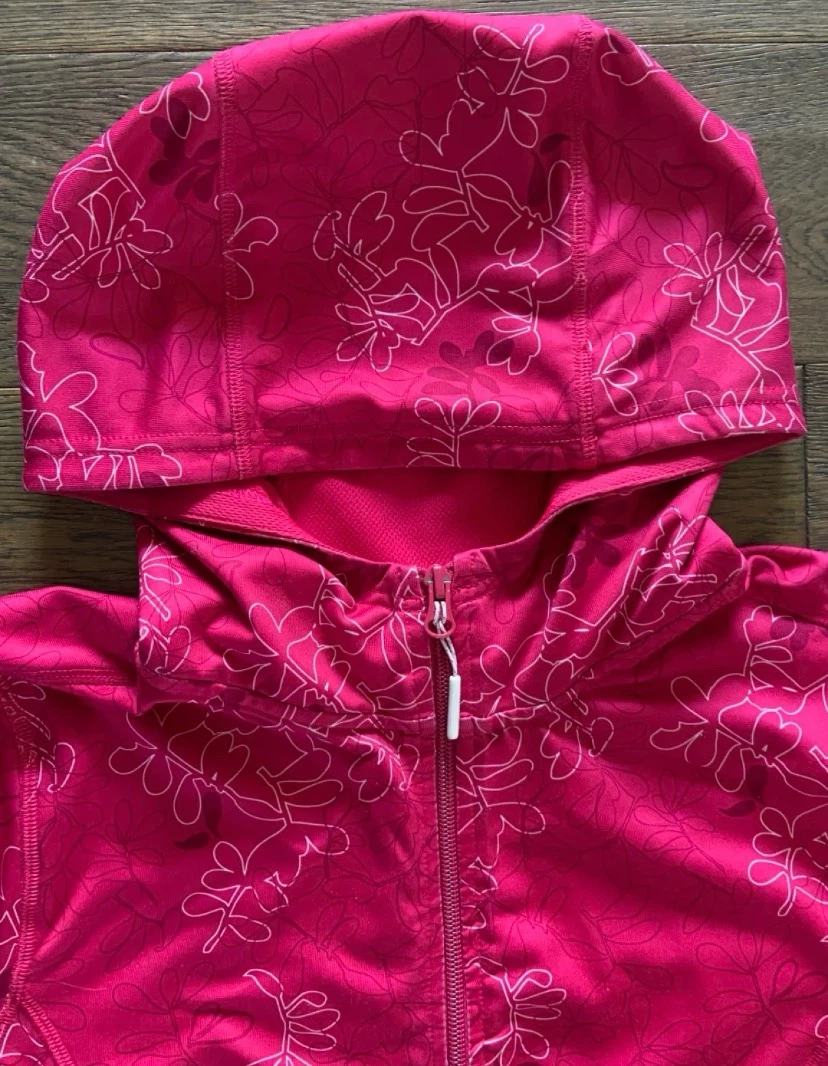 EUC: Hot Pink Floral Zip-Up Athletic Hoodie Size M - photo 3