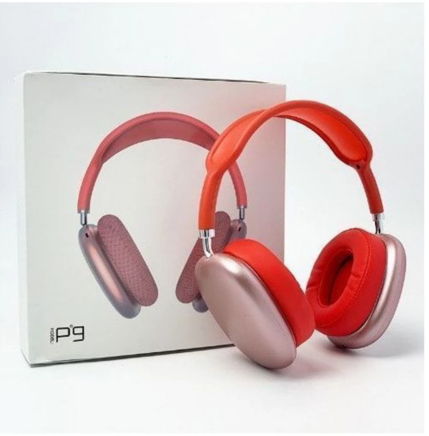 iP9 Wireless Headphones - Rose Gold/Red