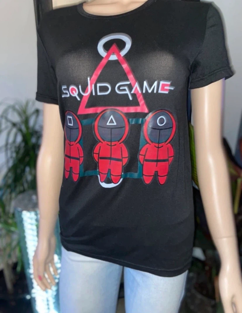NEW: Ladies Squid Game Black T-Shirt Size Small - photo 3