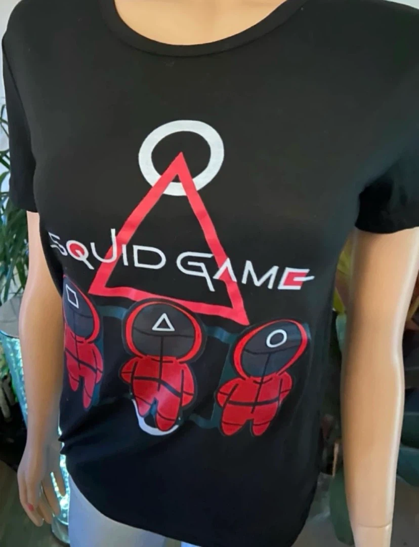 NEW: Ladies Squid Game Black T-Shirt Size Small - photo 4