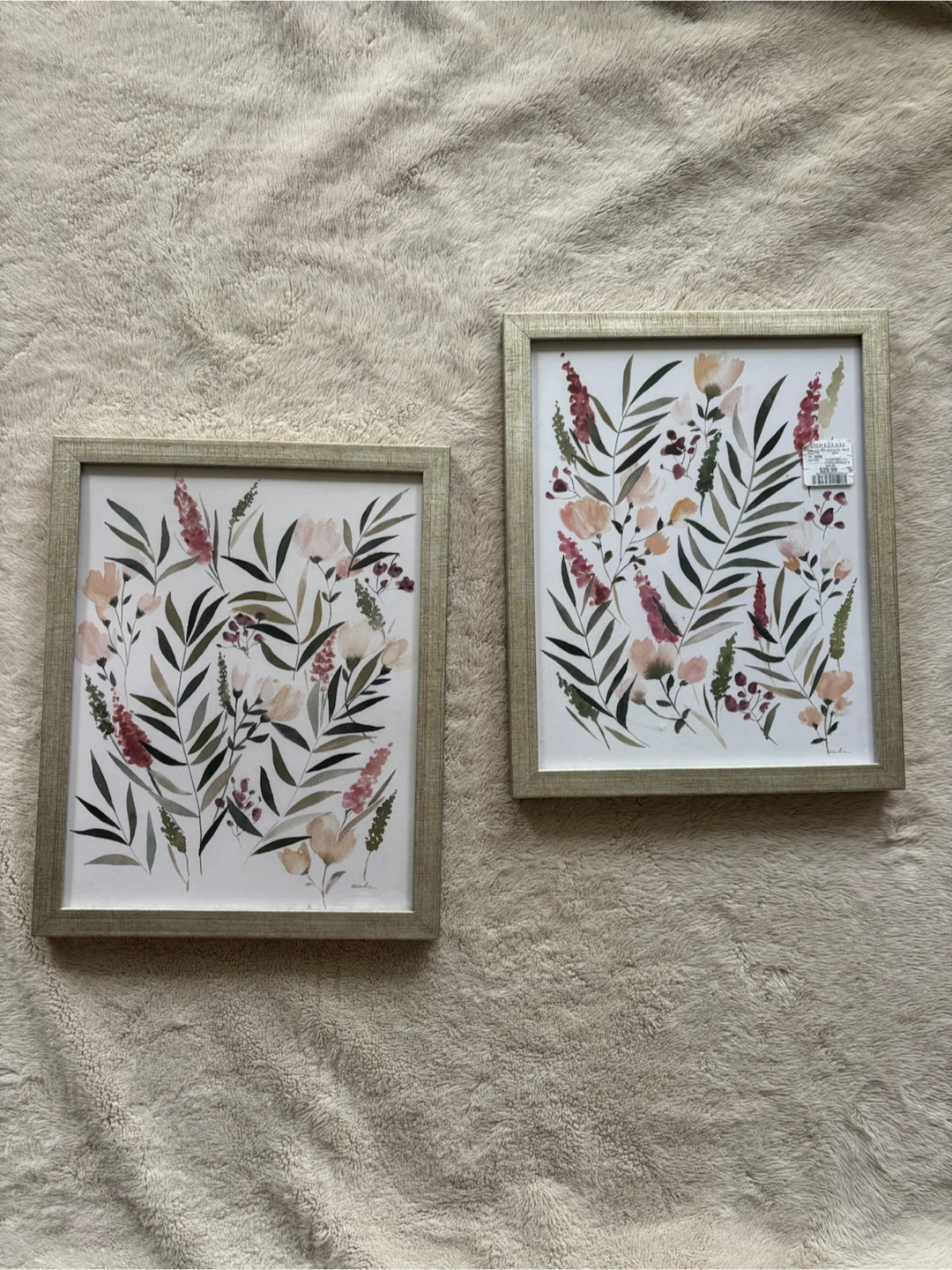 Set of 2 Framed Floral Botanical Art Prints