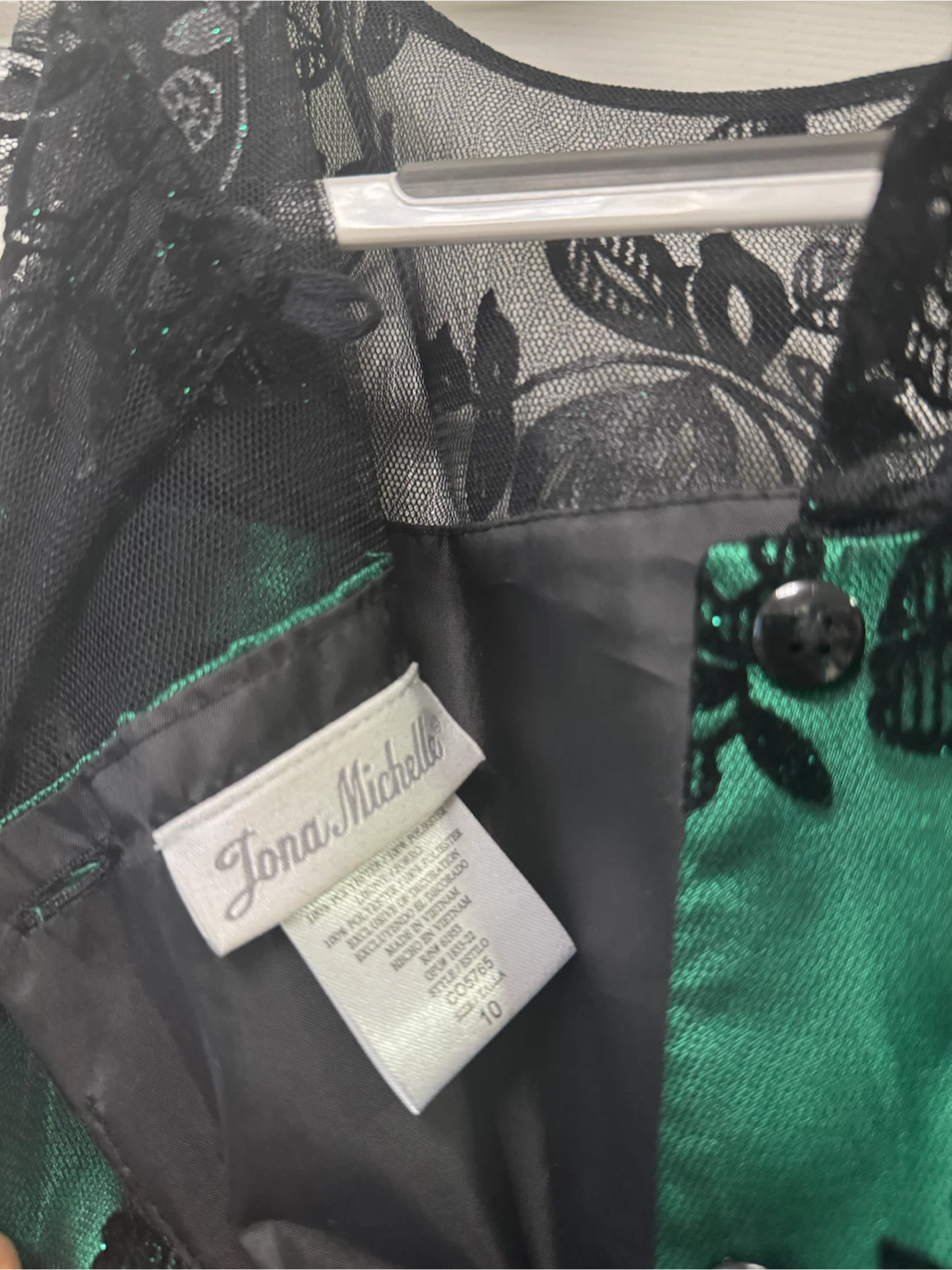 Jona Michelle Green & Black Lace Dress Size 10 - photo 3